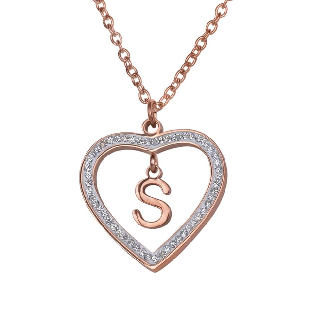 Collar de Mujer Corazón con Inciales LuckyLy, Modelo Adina rosa UNITALLA