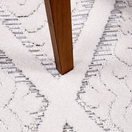 My Texas House Calla By Orian 5' X 7' Grey Damask Outdoor Rug