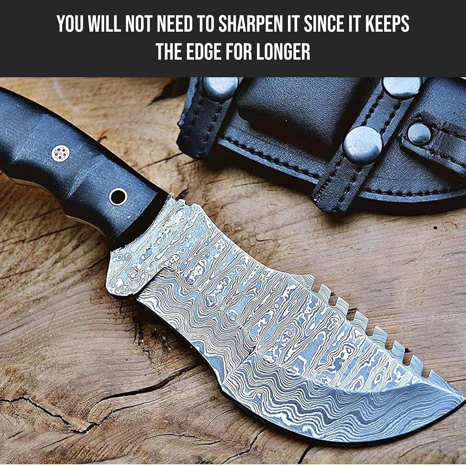 Handmade D2 Steel Tracker Knife 12" - Full Tang Fixed Blade - Micarta Handle & Leather Sheath - Bushcraft Outdoor Camping & Survival Hunting Knife - Collector Hunter Gifts