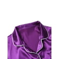 thumbnail image 5 of Women's Satin Silk Pajamas Set Long Sleeve Button Down Shirt Pants Nightwear Sleepwear Loungewear PJ Set Homewear, 5 of 6