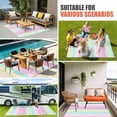 thumbnail image 4 of Pink Aqua Stripes Outdoor Rug for Patio/Deck/Porch, Non-Slip Large Area Rug 4 x 6 Ft, Geometric Yellow Geometric Indoor Outdoor Rugs Washable Area Rugs, Reversible Camping Rug Carpet Runner, 4 of 8