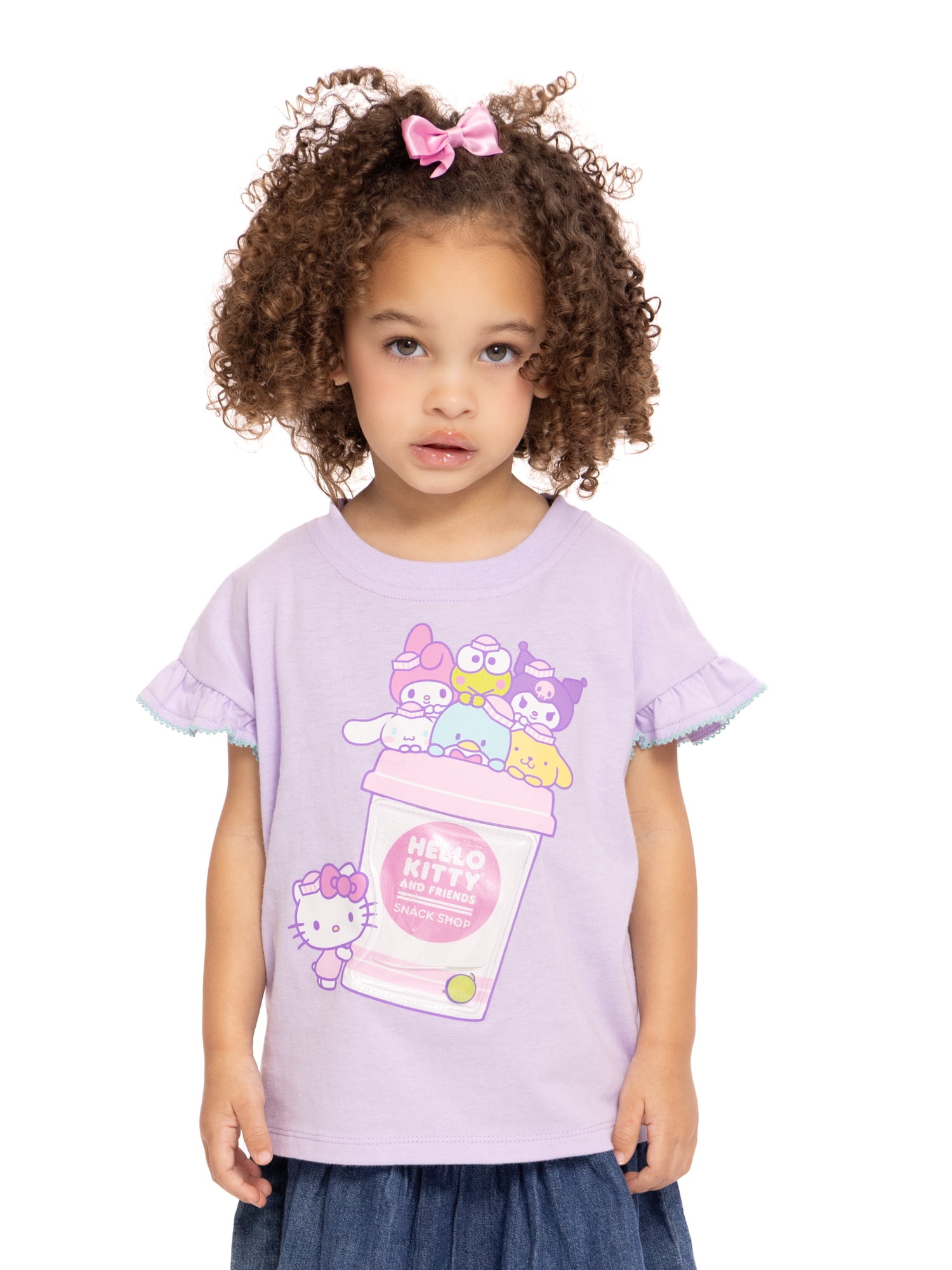 Hello Kitty and Friends Toddler Girls Ruffle Graphic Tee with Short Sleeves, Sizes 12M-5T