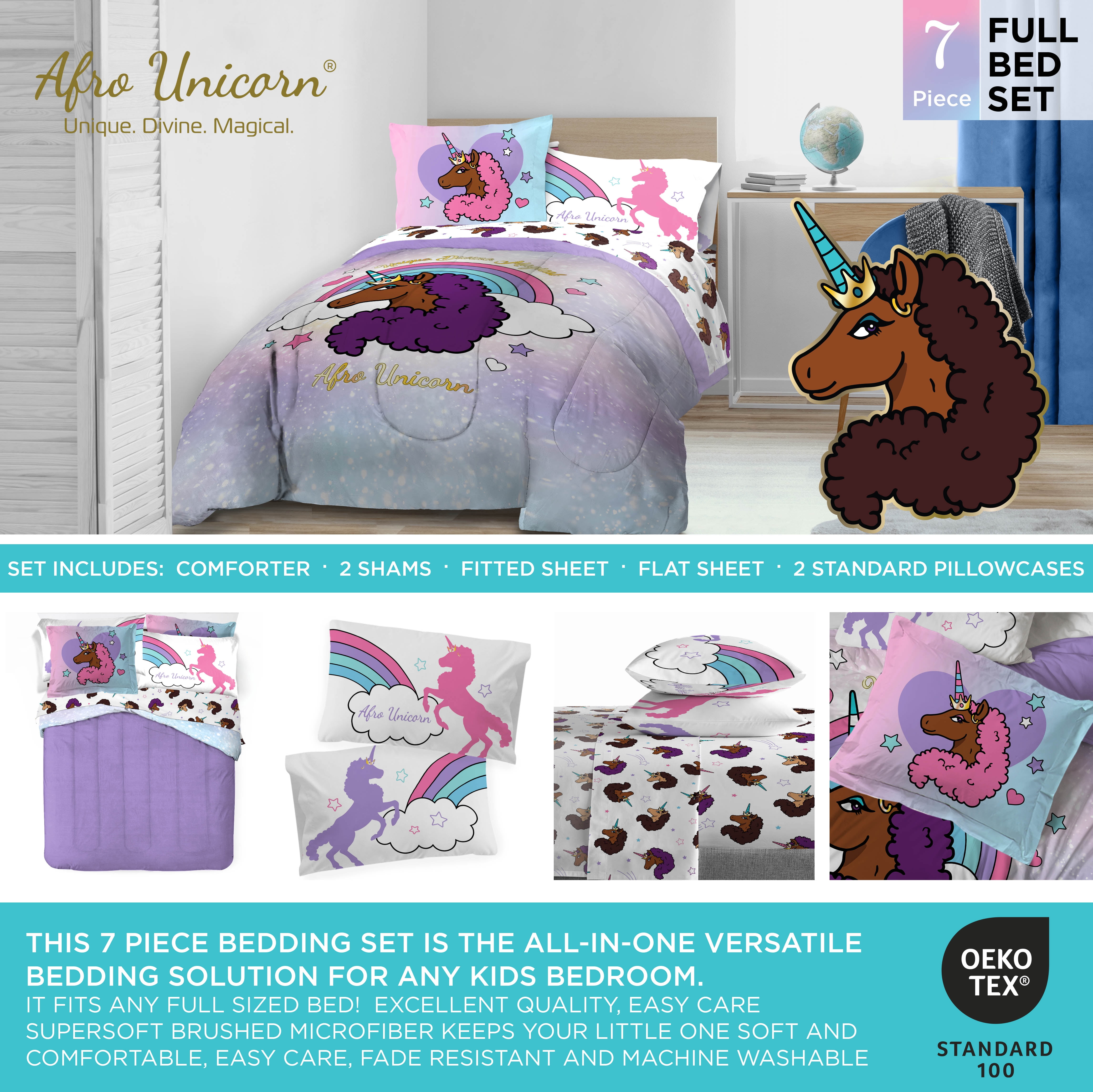 Afro Unicorn Unique, Divine, Magical Blanket - Measures 62 x 90 inches,  Kids Bedding - Fade Resistant Super Soft Fleece (Official Product)