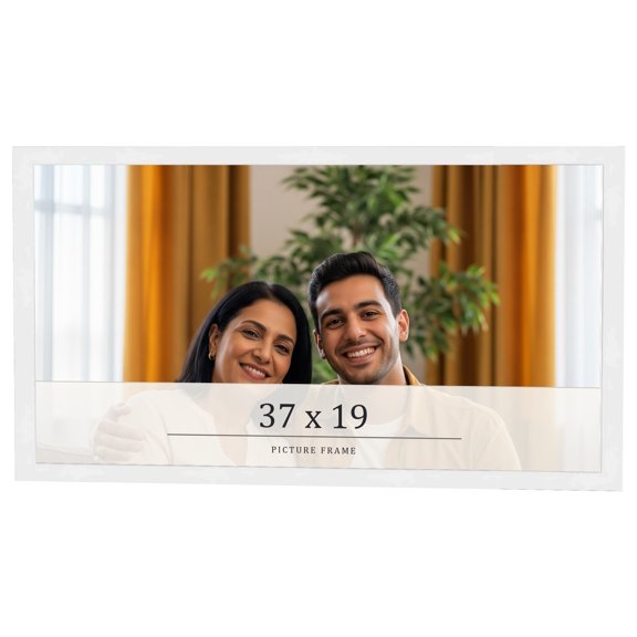 37x19 Frame White Real Wood Picture Frame Width 0.75 inches | Interior Frame Depth 0.5 inches |