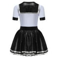thumbnail image 4 of Moggemol Enfants Filles Marin JK Uniforme Brillant Manches Courtes Col à Revers Ligne A Robe Tutu de Ballet Noir 12, 4 of 6