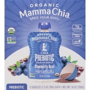 Mamma Chia Organic Blueberry Acai Prebiotic Squeeze Snack 4 - 14 oz Squeezes