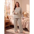 thumbnail image 4 of Cueply Women's Plus Size Pajama Set Long Sleeve Loungewear Long Pants Sleepwear Soft 2 Piece Pjs with Pockets, 4 of 9