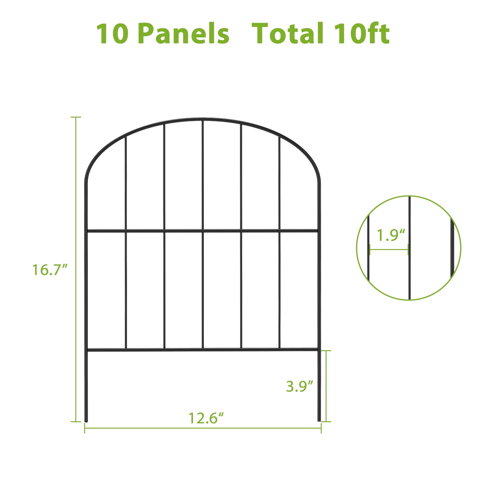 Oumilen 16.5" (H) x 10FT (L) Metal Decorative Garden Fence Outdoor Patio Barrier Compact Spacing