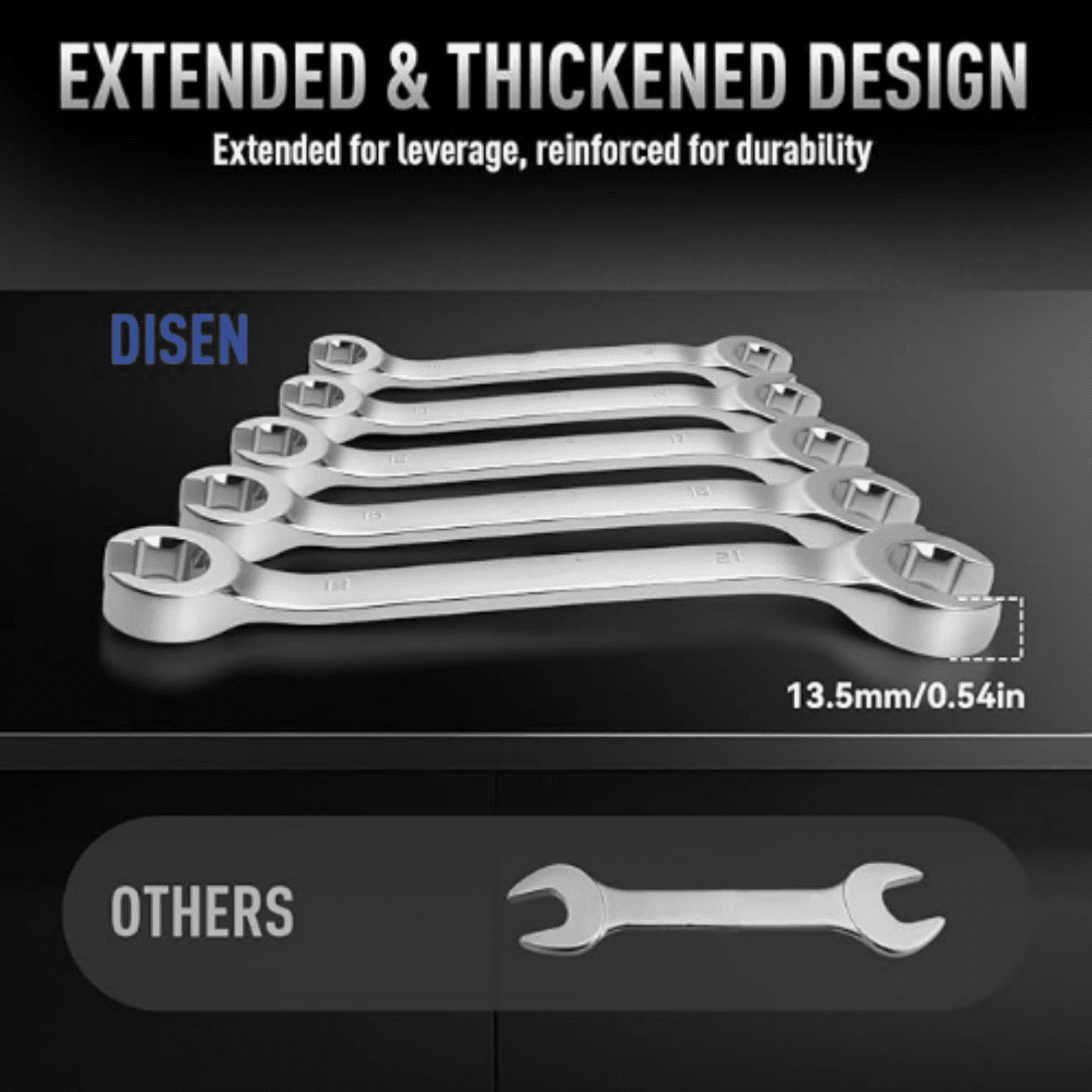 Flare Nut Wrench Set Metric and SAE 12-Piece Inch1/4 to 7/8" & 6-21mm, CR-V Steel Brake Line Wrench Set with Organizer Pouch,Father's Gift