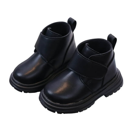 Gubotare Toddler Girls Boys Combat Ankle Boots Little Kid Waterproof Outdoor Chelsea Fall Booties Leather Comfort Shoes (Black 12)