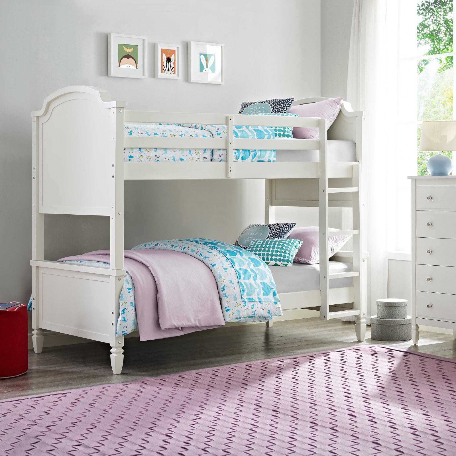 Dorel Living Vivienne Twin Over Bunk Bed White Com