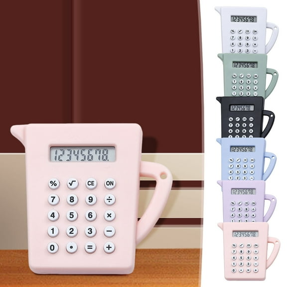 3PCS Mini Calculator 8 Digits Calculator with LCD Display,Pocket Size Calculator,Cute Kettle Shape Small Calculator,Lightweight & Practical Cute Student Calculator,For Office,Home,School