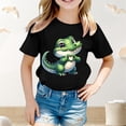 thumbnail image 2 of YUEHUA Girls Graphic Tees Size 10 Girls Summer Short Sleeve T Shirt Cute Animal Print Casual Loose Fit Tee for Kids Comfortable Daily Wear Top for Spring and Summer, Size 6-7 Years, 2 of 4