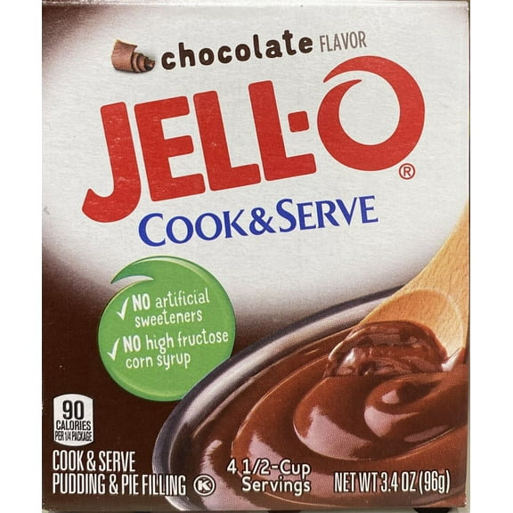 Jello Cook & Serve CHOCOLATE Pudding & Pie Filling Mix Dessert 3.4oz Box