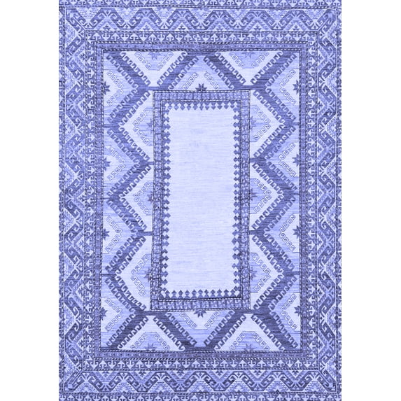 Ahgly Company Machine Washable Indoor Rectangle Abstract Blue Modern Area Rugs, 2' x 4'