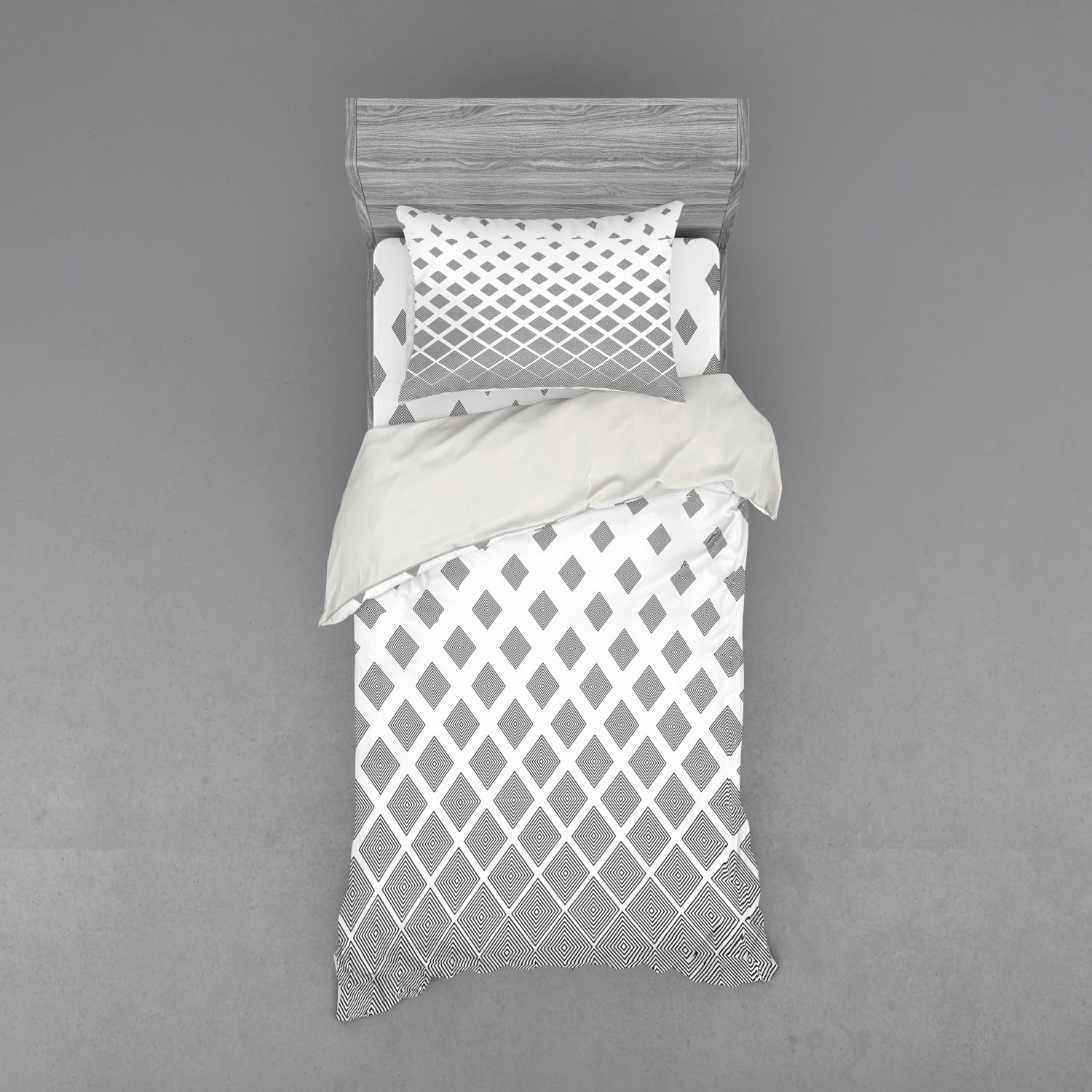 Geometric Duvet Cover Set, Monochrome Black and White Squares Pattern
