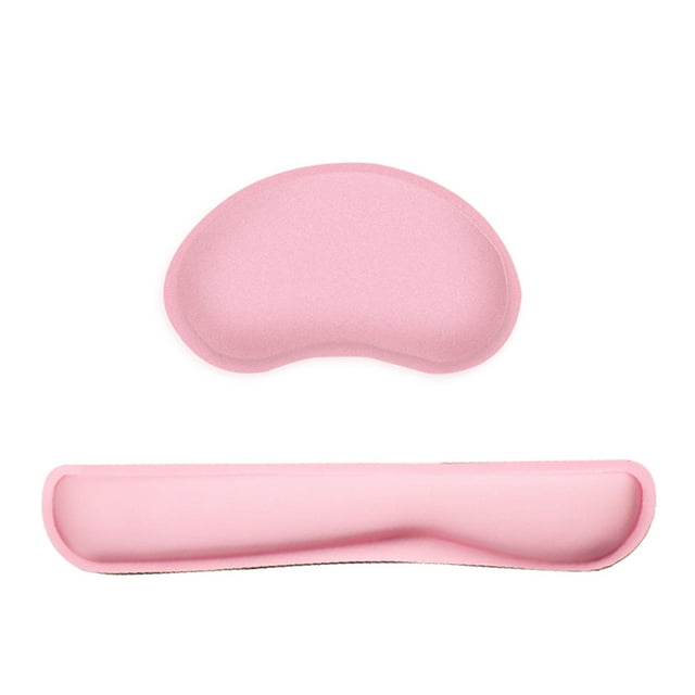 ikayaa Memory Foam Keyboard Wrist Pad Set Office Gaming Keyboard Wrist Pads with Fabric -slip Base Pink