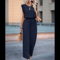 thumbnail image 4 of para Mujer, Verano 2025, Mangas con Volantes, Cuello Cuadrado, Mono con Cordón y Bolsillos, Azul Oscuro, Talla XL, 4 of 10