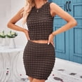 thumbnail image 4 of SMihono Robe d'Été Grande Taille pour Femmes 2023 Été Couleur Unie Mode Douce Plissée Col Rond Débardeur Jupe Courte Ensemble Deux Pièces, 4 of 6