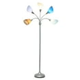 thumbnail image 2 of Simple Designs 67" Medusa 5-Light Adjustable Gooseneck Floor Lamp, Silver with Blue/White/Gray Shades, 2 of 10