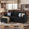 thumbnail image 6 of Sobaniilo Convertible Sectional Sofa Couch, Modern Linen Fabric L-Shaped 3-Seat Sofa Sectional with Reversible Chaise for Small Space (Black), 6 of 9