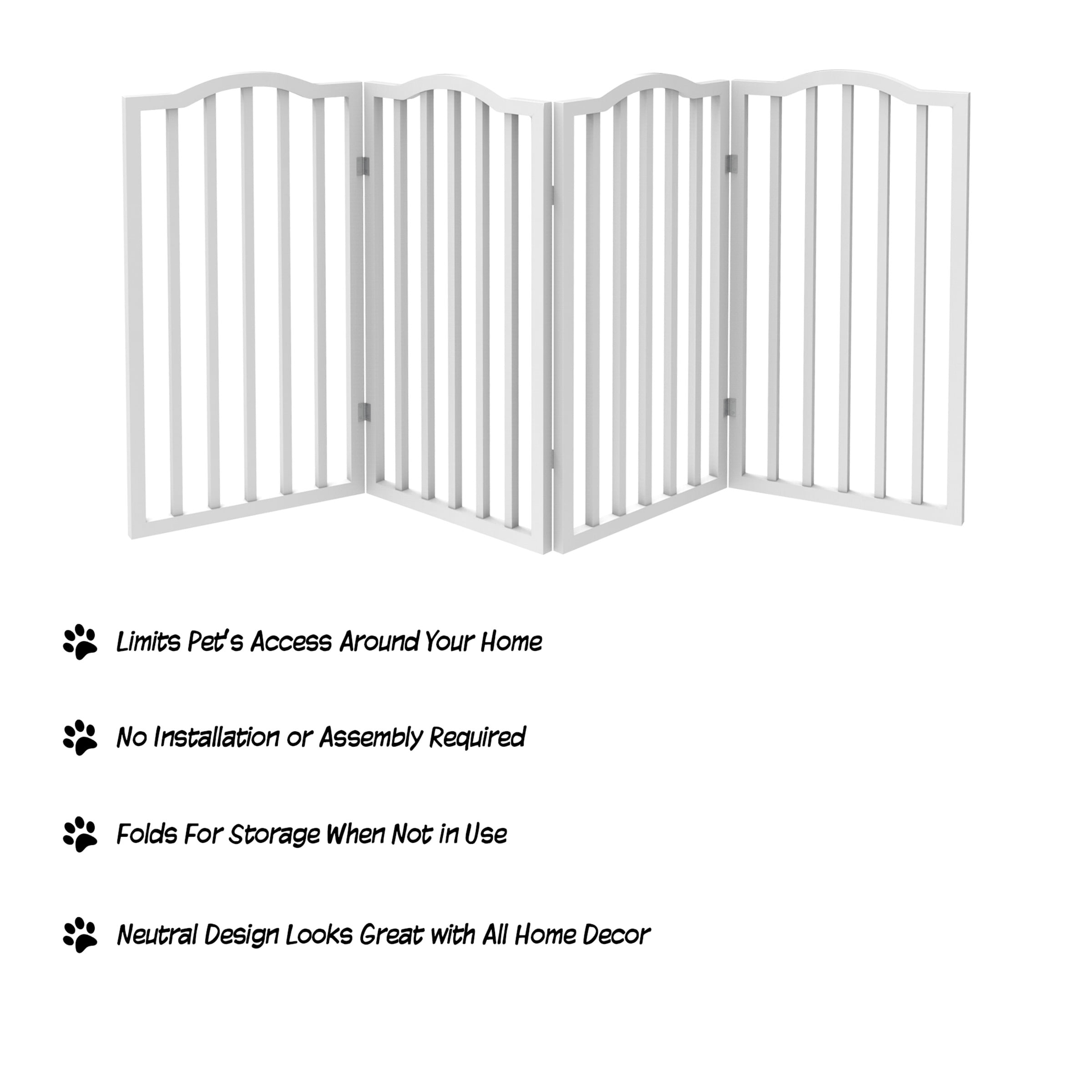 PETMAKER 4-Panel Indoor Foldable Pet Gate for Stairs or Doorways (White)