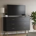 thumbnail image 6 of FANRAL 6 Drawers Dresser for Bedroom,Wood Modern Chest of Drawers with LED Light,Metal Support Feet,Black Dresser, 6 of 7