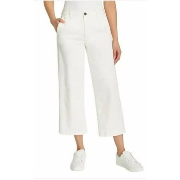 Ella Moss Women's Wide Leg Crop cream Pant White 4