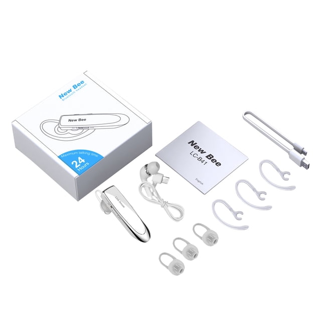 Injueey Juego de accesorios para auriculares inalámbricos de un solo oído, accesorio de Audio, Kit de auriculares estéreo recargables transparentes, Cables de audio/vídeo blanco
