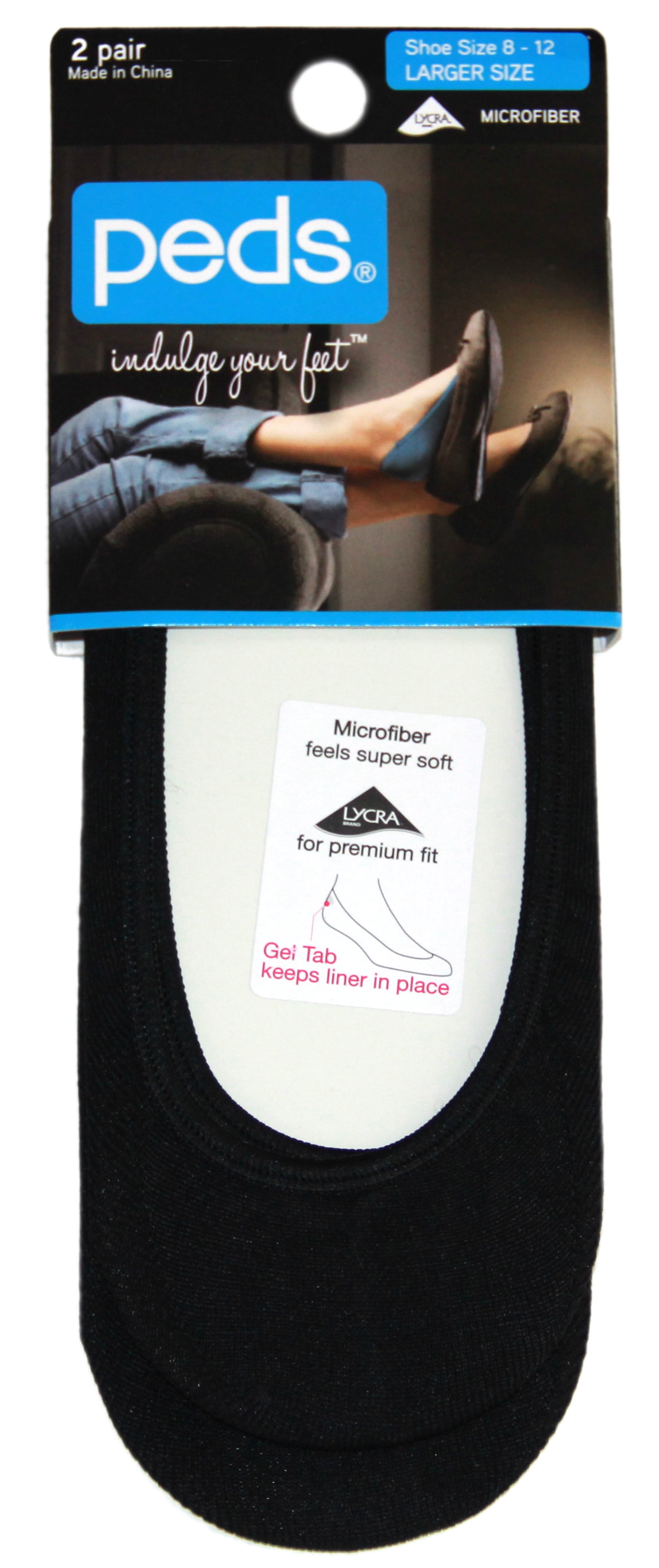 Peds Seamless Ultra Low Cut Liner Socks Black, Womens Size 812