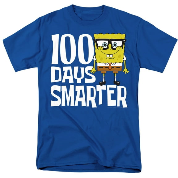 SpongeBob 100 Days Smarter Unisex Adult T Shirt, Royal, 2X-Large