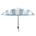 thumbnail image 3 of Light Blue-white Stripes All Weather Umbrella Triple Folding Parasol 6 Ribs UV Protection Portable, 3 of 8