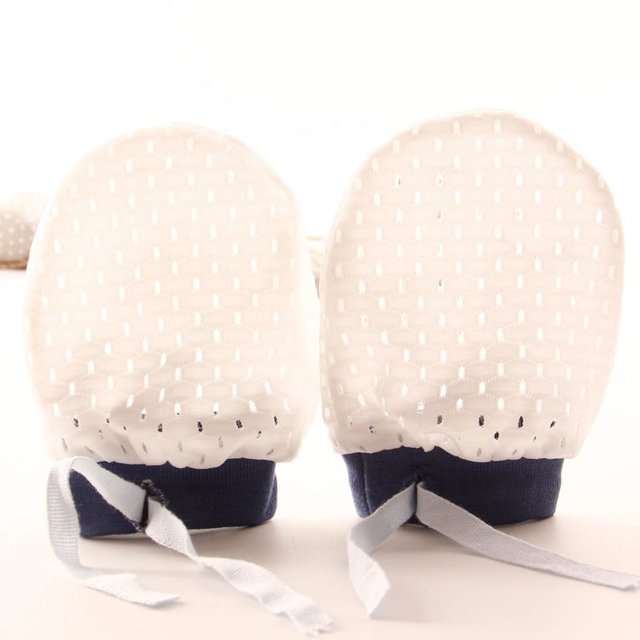 Guantes pequeños de malla antiarañazos para bebé, de verano, finos, transpirables, frescos, elásticos, con cordón y ajustables