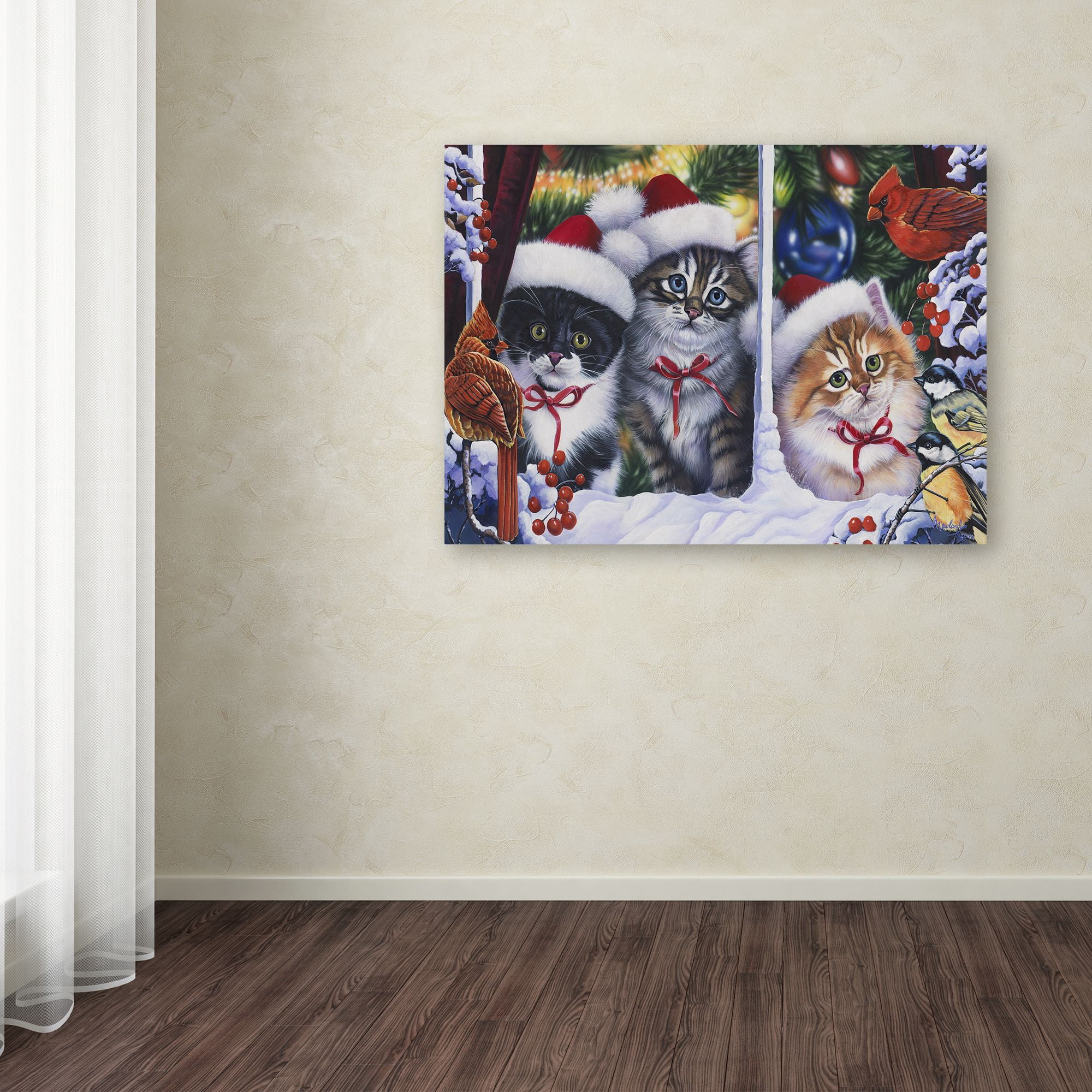 Trademark Fine Art 'Cats In Window' Canvas Art by Jenny Newland