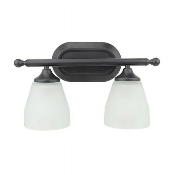 Yosemite Home Decor Jordan 2-Light Metal/Glass Vanity Light in Matte Black