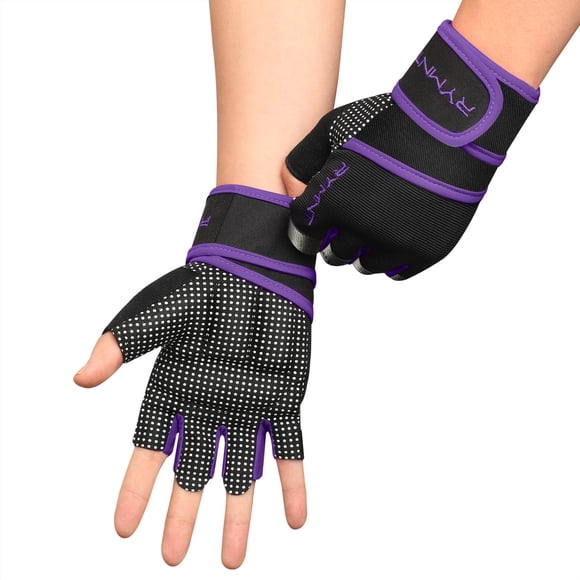 Guantes de entrenamiento RYMNT con soporte para la muñeca, color morado