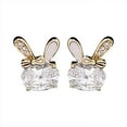 thumbnail image 2 of FENGGHAO Easter Bunny Earrings Synthetic Opal Star Studs Small Cute Animal Jewelry for Women Festive Holiday Spring Accessories, 2 of 5