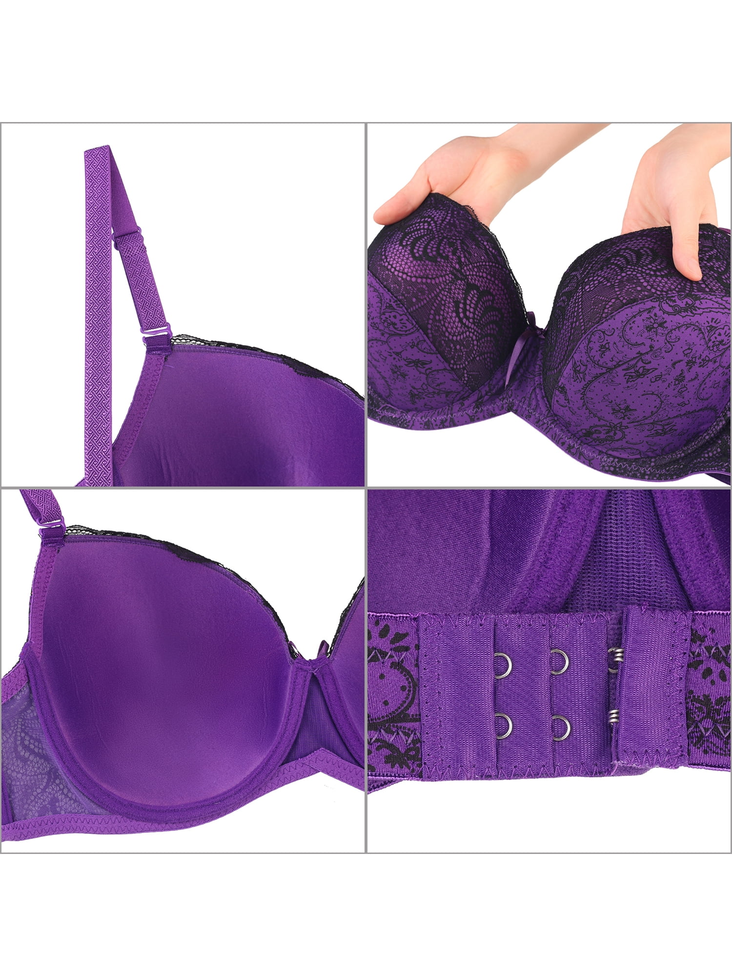 Unique Bargains Women's Plus Size 2 Pieces Push-Up Underwire Comfort Bra and Brief Set