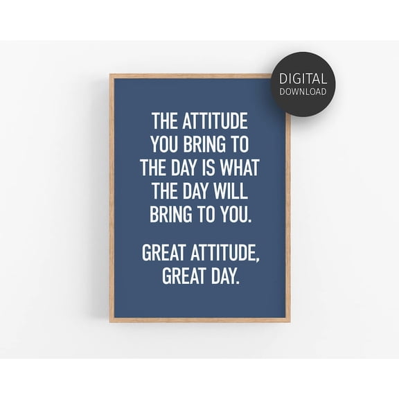 Motivational Poster, Blue Attitude Wall Art, Home Office Decor, Positive Mindset Quote For Motivation, Modern Workplace Poster Home Decor, 8x12 UNFRAMED