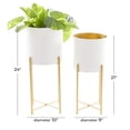 thumbnail image 4 of CosmoLiving by Cosmopolitan 24", 21"H White Metal Planter with Removable Stand (2 Count), 4 of 9