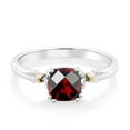 thumbnail image 2 of Gem Stone King 925 Silver and 10K Yellow Gold Red Garnet Women Engagement Ring (0.95 Ct Cushion Checkerboard), 2 of 5