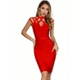 thumbnail image 3 of Women's Hollow Out Bandage Party Dress Sleeveless High Neck Bodycon Dresses Club, 3 of 9