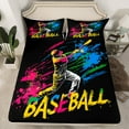 thumbnail image 2 of Manfei Baseball Game Full Size Sheets,Sport Gaming Bed Sheets,Multicolor Splatter Ink Sheet Sets For Kids,Luxury Bedroom Decor,4 Pieces, 2 of 7