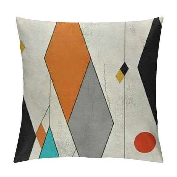 Creowell Turquoise Orange Diamond Pillow Covers  Mid Century Throw Pillow Covers Retro Stars Cushion Cover Modern Decorative Pillowcases for Sofa Bed Couch Chair