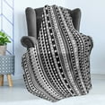 thumbnail image 4 of Retro Soft Flannel Fleece Throw Blanket, Ribbon Like Stripe with Stars Flowers and Hearts Geometric Pattern, Cozy Plush for Indoor and Outdoor Use, 50" x 60", White Black, by Ambesonne, 4 of 5