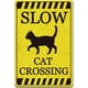 thumbnail image 1 of Letrero de hojalata con diseño de gato negro, estilo vintage, con recordatorios de gatos, retro, de metal lento, para pared, de hierro, de aluminio., 1 of 9