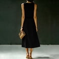 thumbnail image 6 of SOOMLON 2 Piece Skirt Set for Women Crew Neck Sleeveless Shirt Draped A Line Midi Skirt with Pockets High Waisted Outfits, 6 of 7