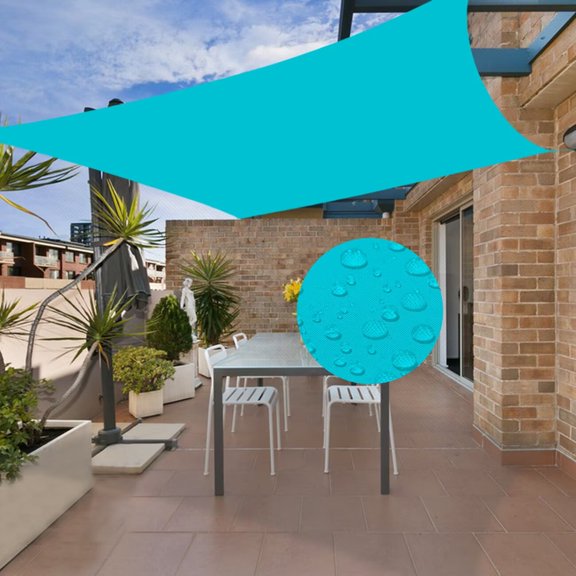 Lehood 300D Oxford Waterproof Rectangle Turquoise Sun Shade Sail | UV-Resistant Custom Sizes | Includes 4x5ft Ropes | Heavy-Duty Backyard, Camping, Pool Canopy