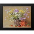thumbnail image 2 of Smirnov, Igor 14x12 Black Modern Framed Museum Art Print Titled - Basket with Flowers and Strawberries, 2 of 5