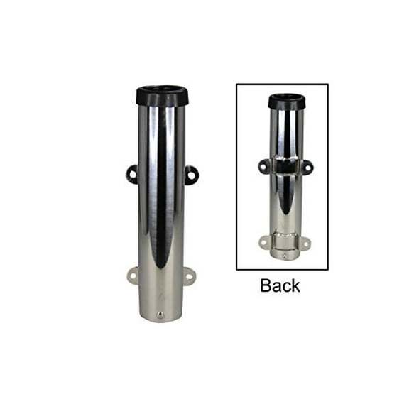 Pactrade Marine Side Mount Stainless Steel 304 Fishing Rod Holder with PVC Liner - Pressed Flange Mount for Marine Boat Yacht 10inch Tube